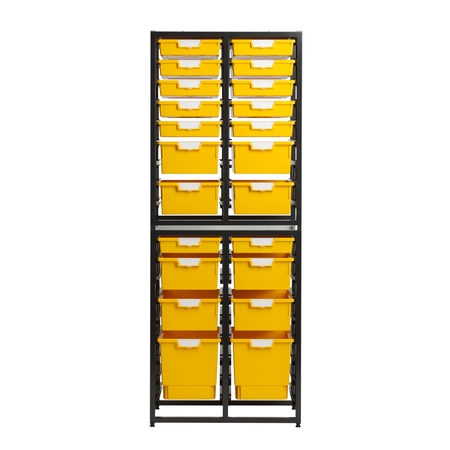 STORSYSTEM Commercial Grade High Capacity Storage Wall Units with 36 Yellow High Impact Polystyrene Bins/Trays CE2090DG-12S8D2QPY